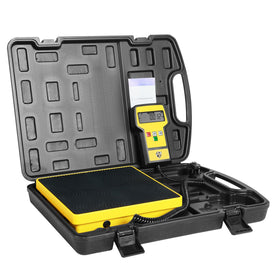 YELLOW JACKET front view of scale with tank showing stable weighing benefit