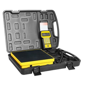 YELLOW JACKET front view scale with tank showing stable weighing and quick setup