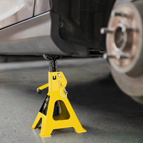 YELLOW JACKET in use with SUV showing reliable support during vehicle maintenance