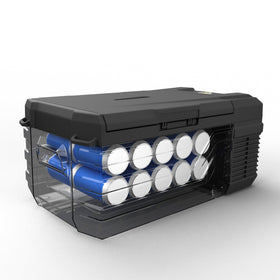 YELLOW JACKET interior arrangement with cans and bottles demonstrating organized storage capacity