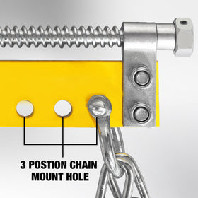 YELLOW JACKET leveler mounted on a hoist in garage improving engine positioning benefit