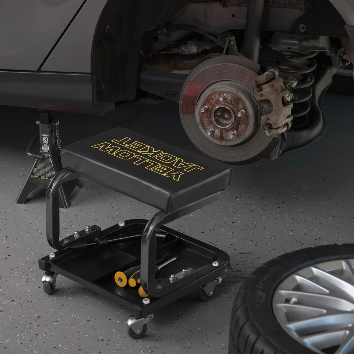 YELLOW JACKET next to socket set for scale and workshop convenience