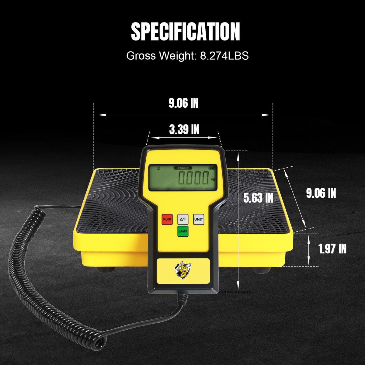 YELLOW JACKET size comparison with hand and tank for portability