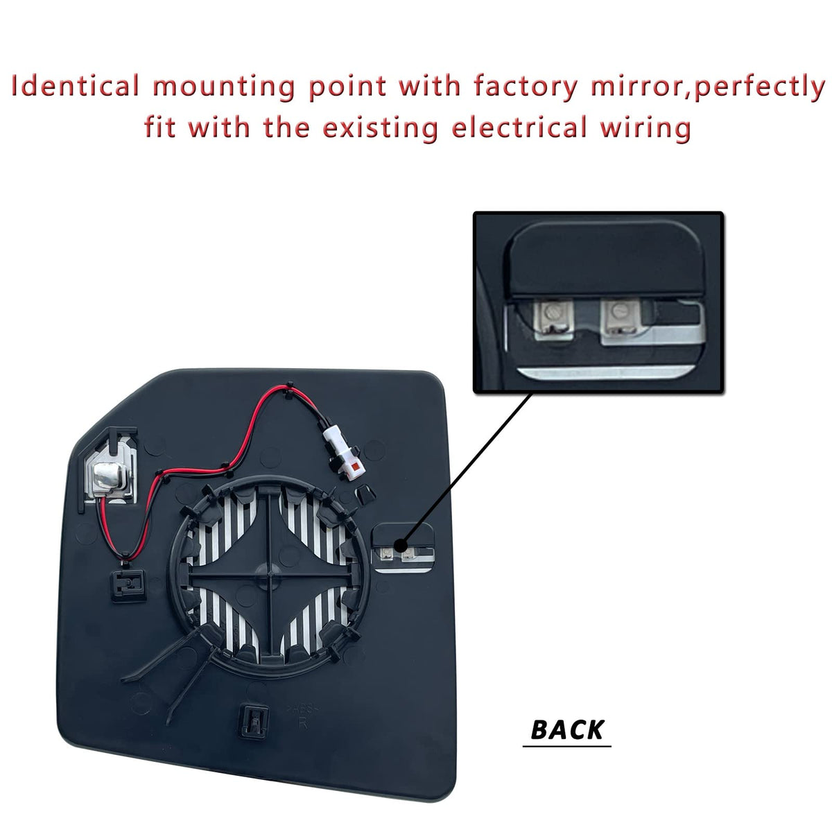 Yeparie installed in mirror housing demonstrating easy plug-and-play benefit