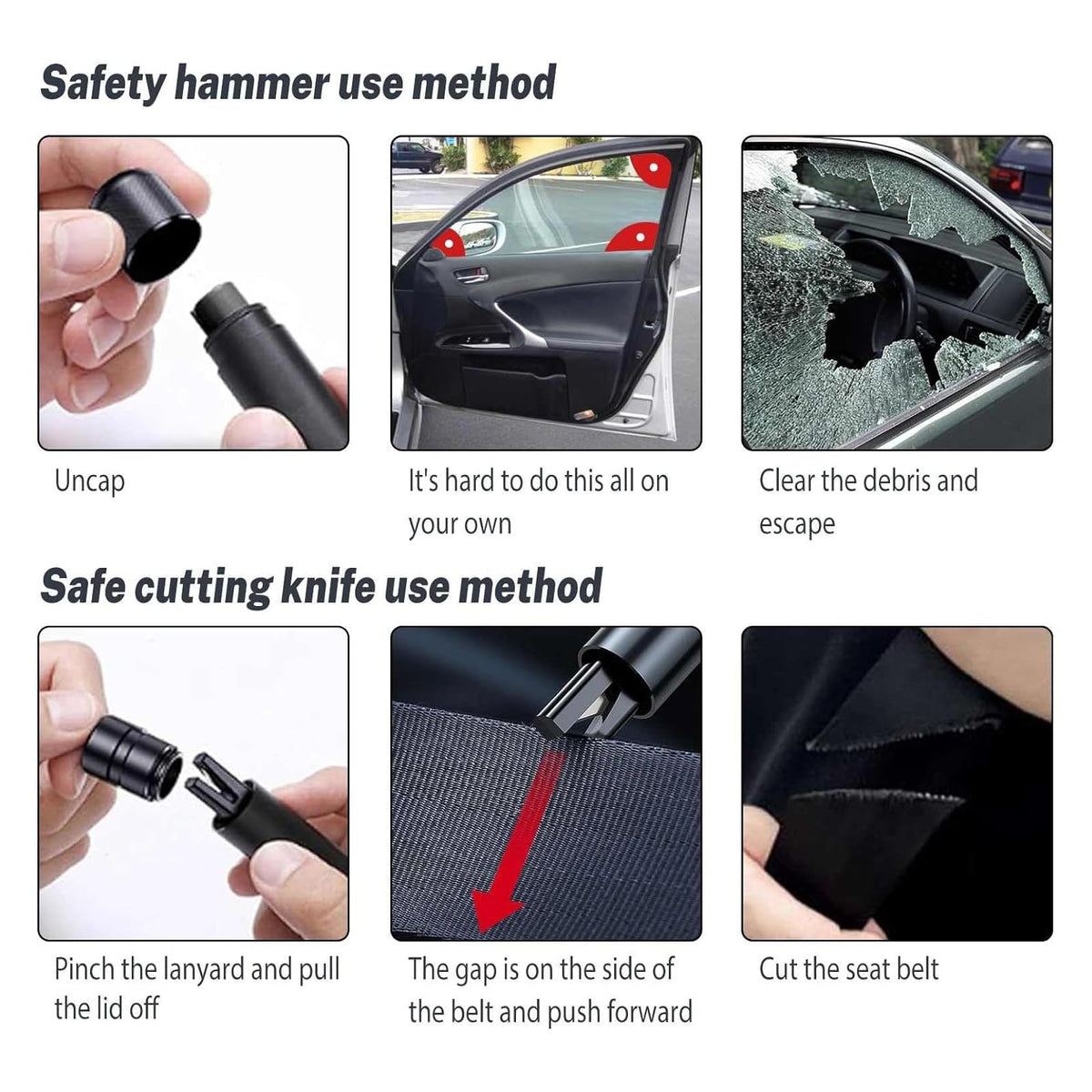 Yeria mounted in car console for visible, reachable emergency access