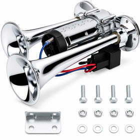 YESBAY dual horns front view showing chrome finish and strong visual impact