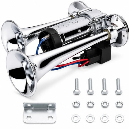 YESBAY dual horns front view showing chrome finish and strong visual impact