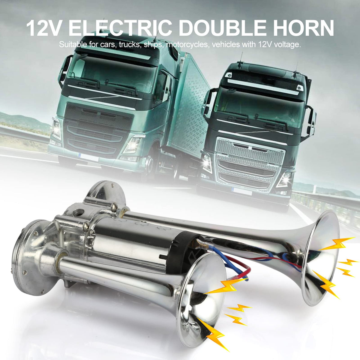 YESBAY horn installed on car bumper demonstrating clear road visibility