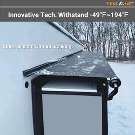 YESCAMP mounted on RV showing slide-top coverage and debris prevention