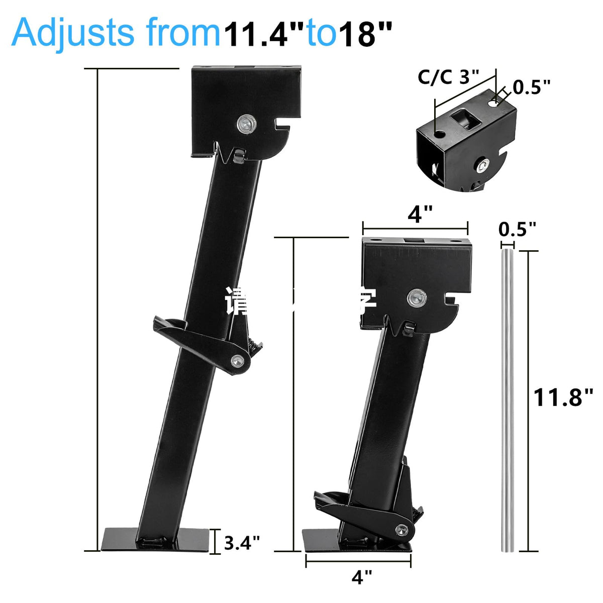 Yesland close-up of steel jack rod handle for fast telescoping adjustment