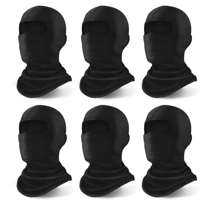 YESLIFE front view of six-pack balaclavas showing colors and lightweight design