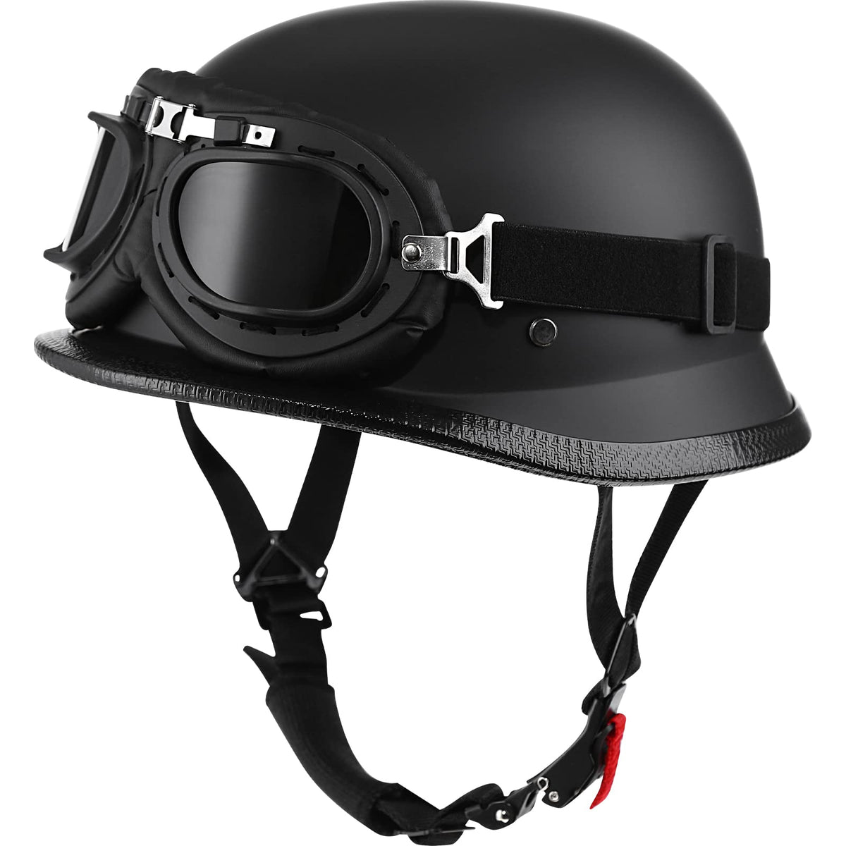 Yesmotor helmet front view matte black showing classic styling and DOT compliance benefit