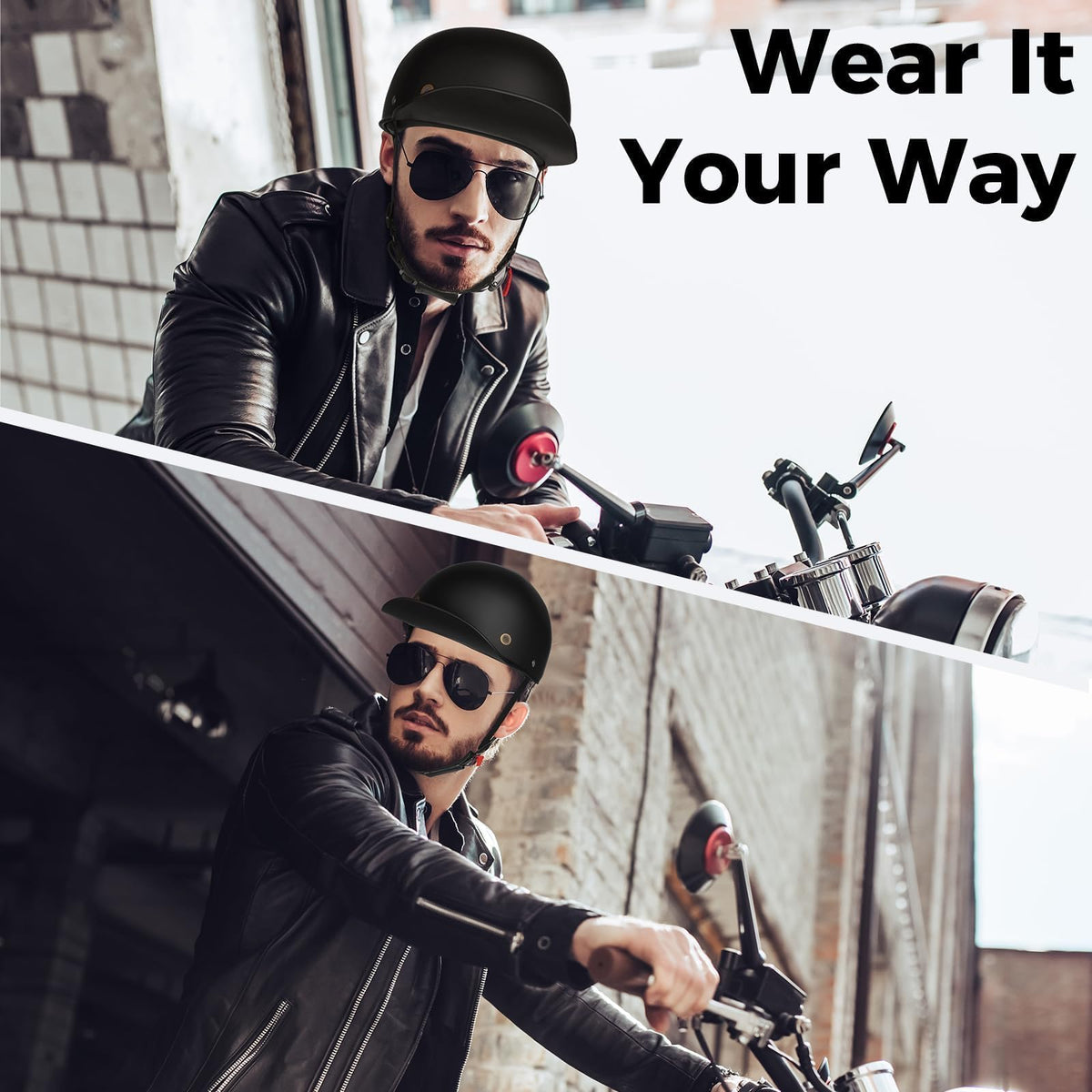 Yesmotor helmet in cruiser lifestyle setting illustrating retro style and everyday use
