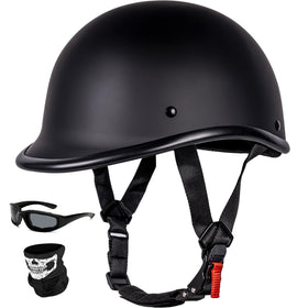 Yesmotor matte black helmet front profile showing clean vintage lines and style benefit
