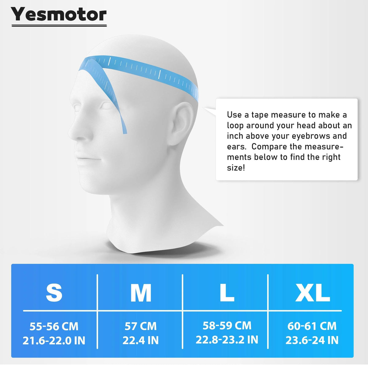 Yesmotor helmet worn by model to show size and scale for proper fit guidance