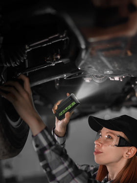 YESPER compact jump starter stored in a glovebox showing easy everyday carry
