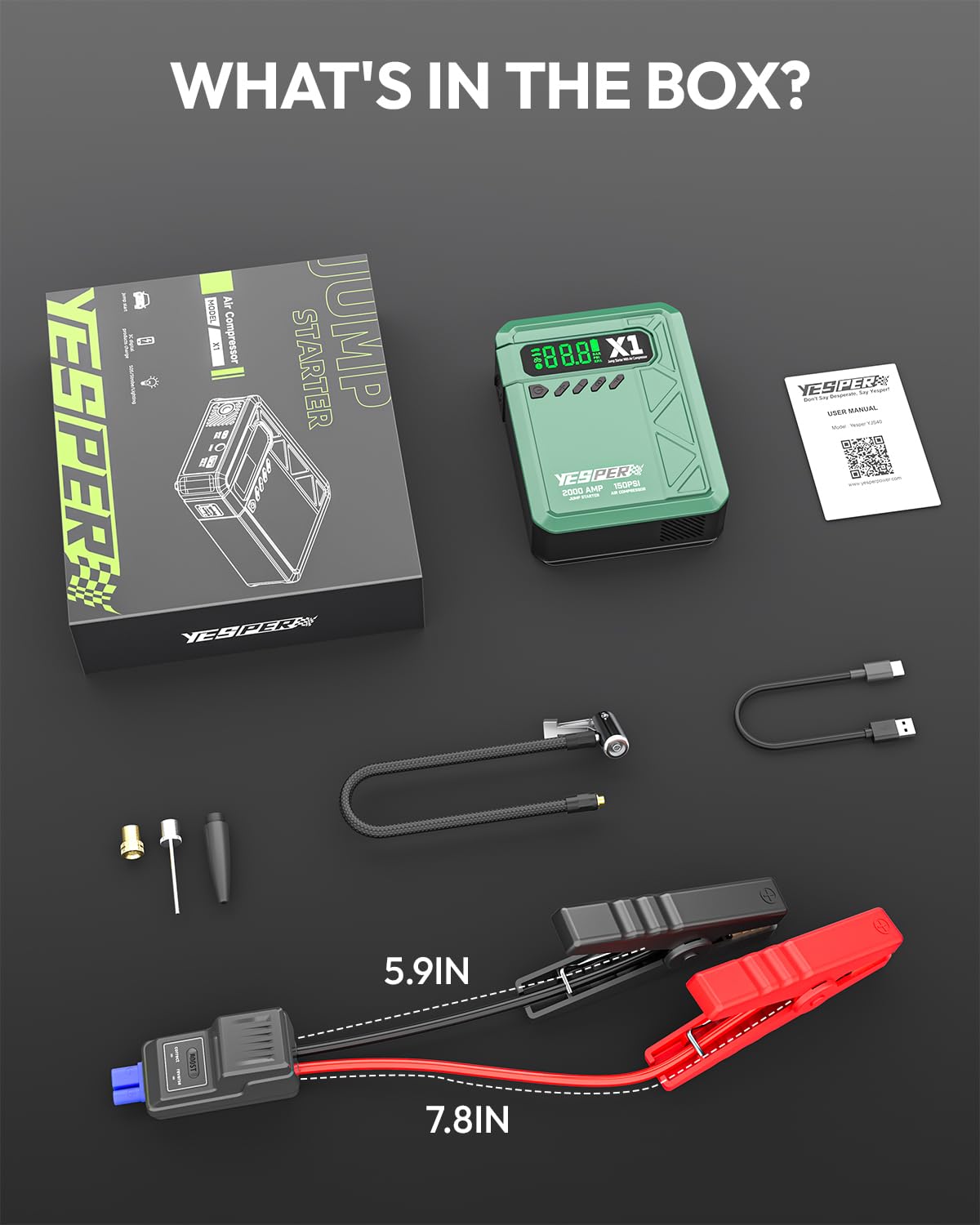 YESPER X1 stored in car trunk among tools showing travel and emergency preparedness