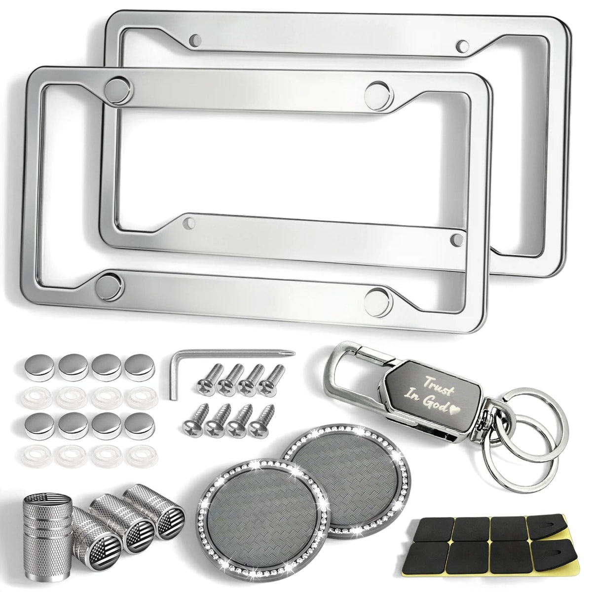 YEVEDUO front view frame on car showing polished look and secure fit