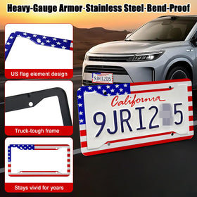 YEVEDUO metal American flag emblem detail highlighting premium patriotic accent
