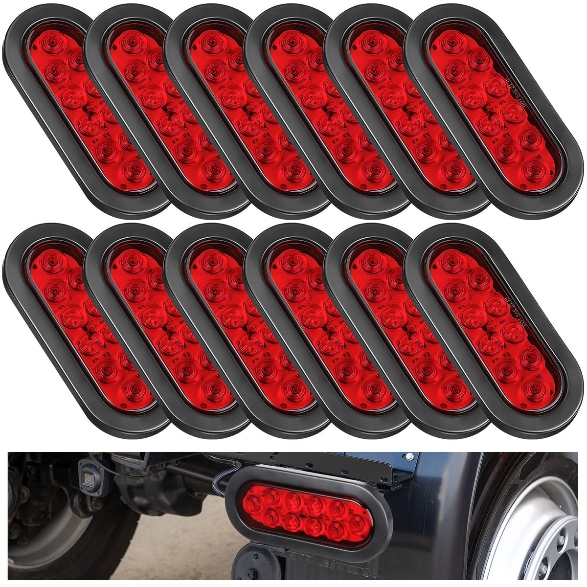 Yexiya front view of 6-inch oval tail light showing lens and shape for improved visibility