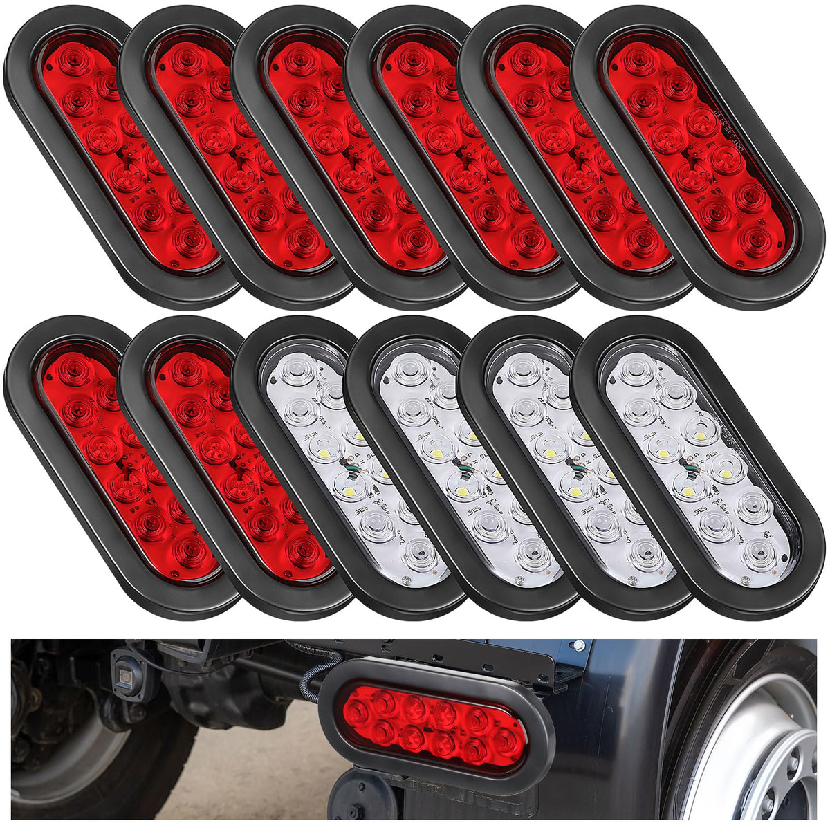 Yexiya front view of 12-pack lights showing ready-to-install kit and organization