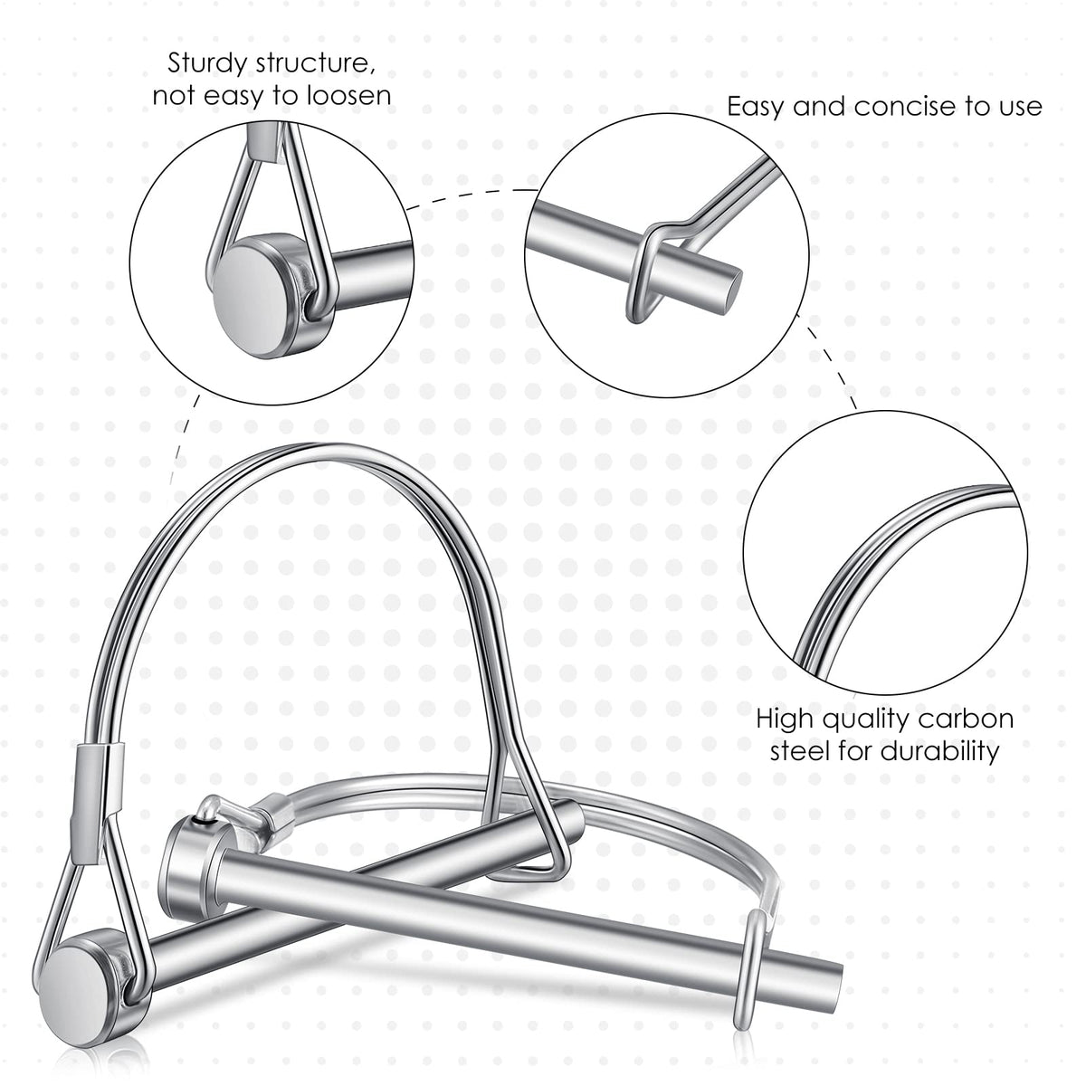 Yexiya pin with retaining clip showing secure locking and anti-rattle benefit