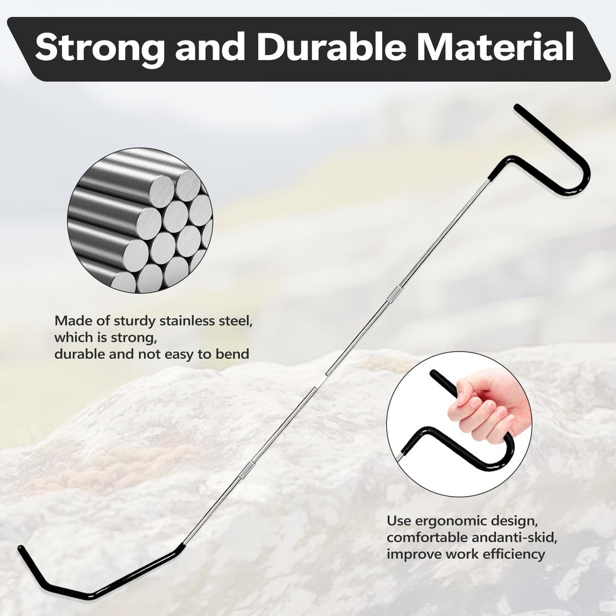 YEYINGZHUO rubber-covered handle close-up for improved grip and comfort