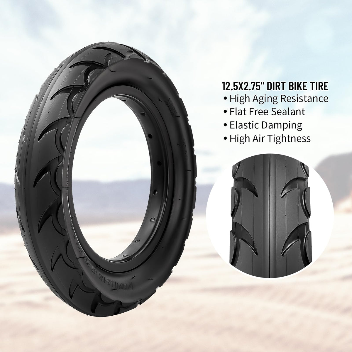 YeYouC close-up of tire tread pattern highlighting wear resistance benefit