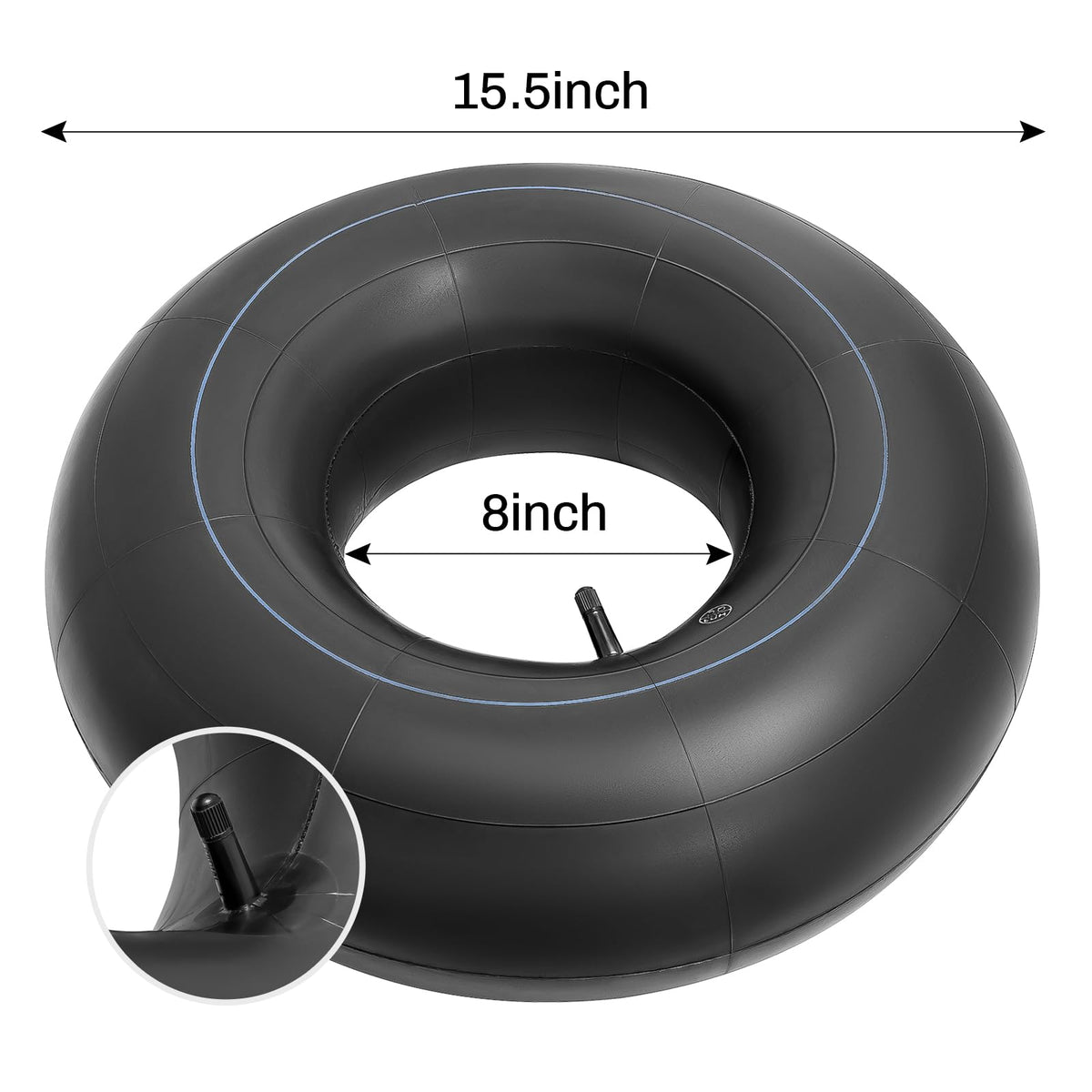 YeYouC tube mounted on 8-inch rim for visual size and fit confirmation