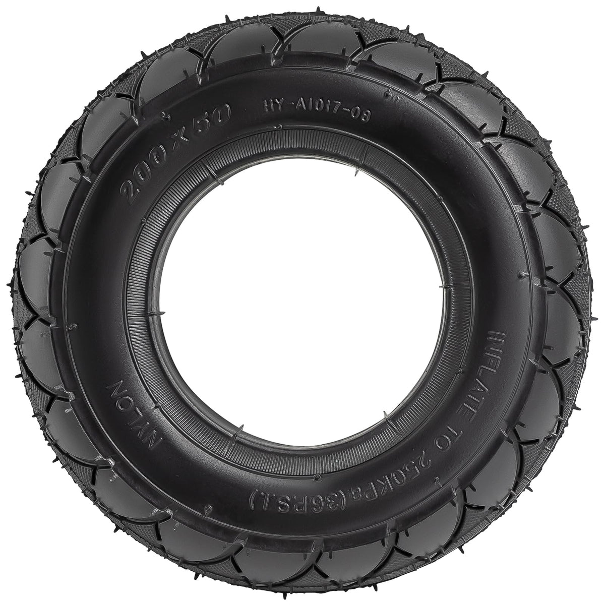 YeYouC tire beside ruler showing 200x50 size for quick scale verification and fit confidence