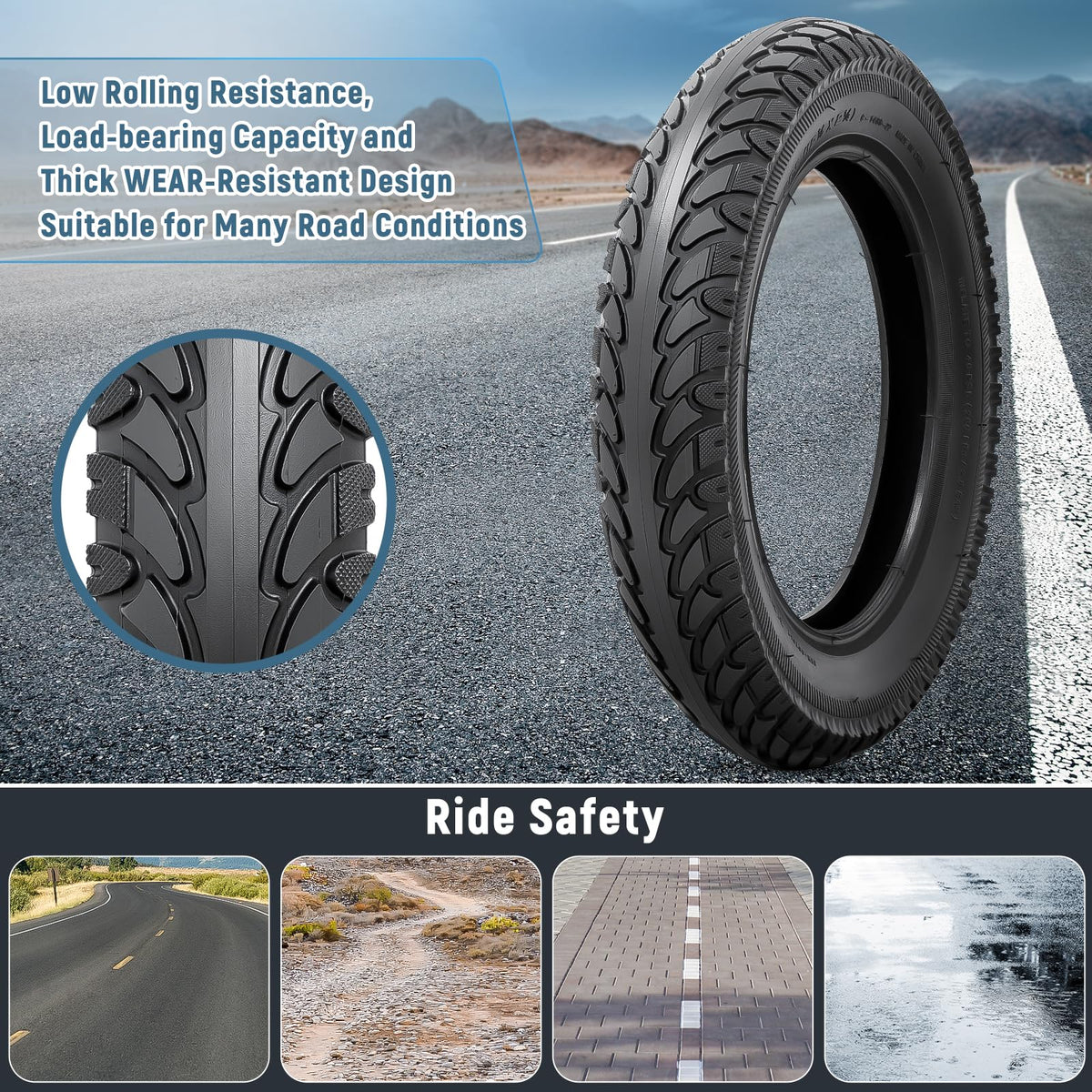 YeYouC tire beside ruler showing 12.5 inch diameter scale and sizing clarity