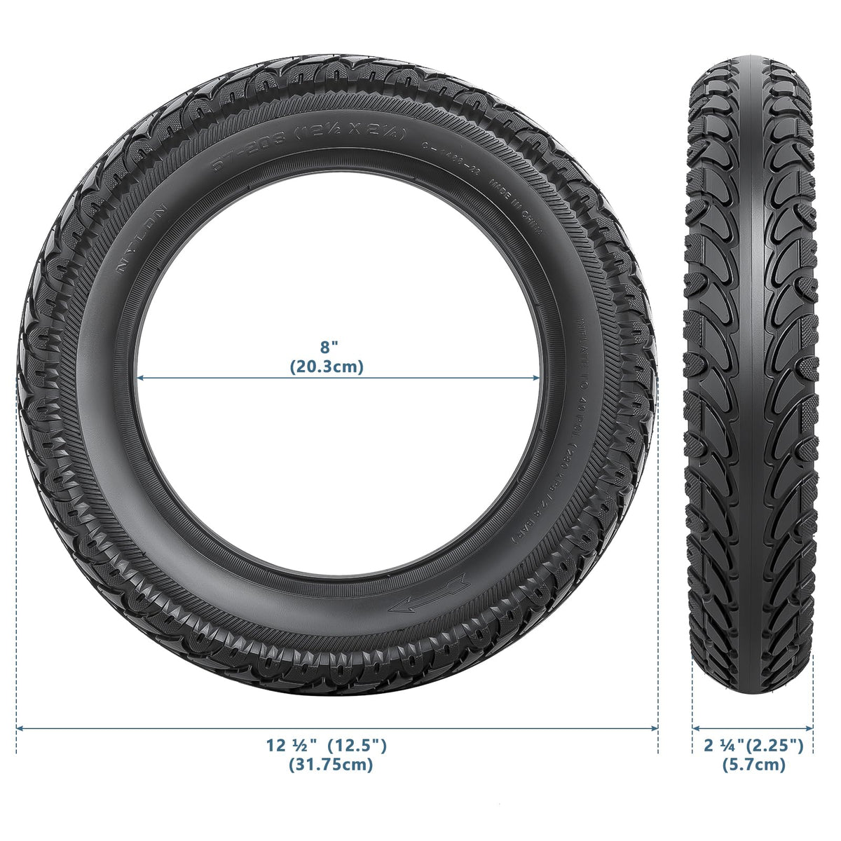 YeYouC close-up of tire tread showing durable rubber and enhanced traction
