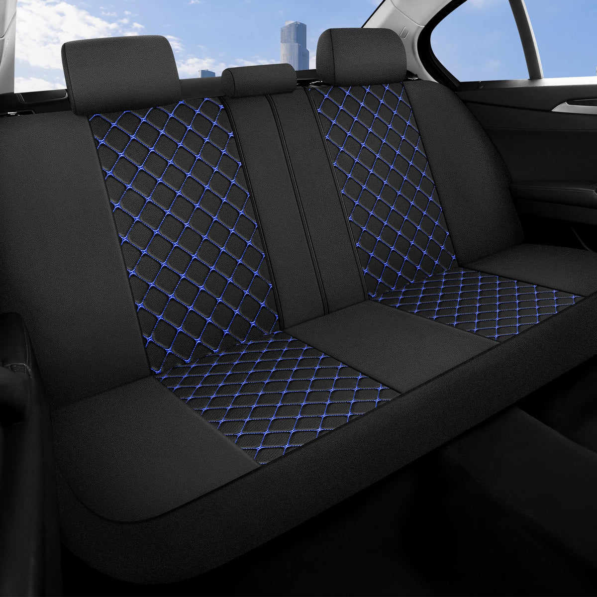 YGL detached headrest covers displayed to show easy removal and fit