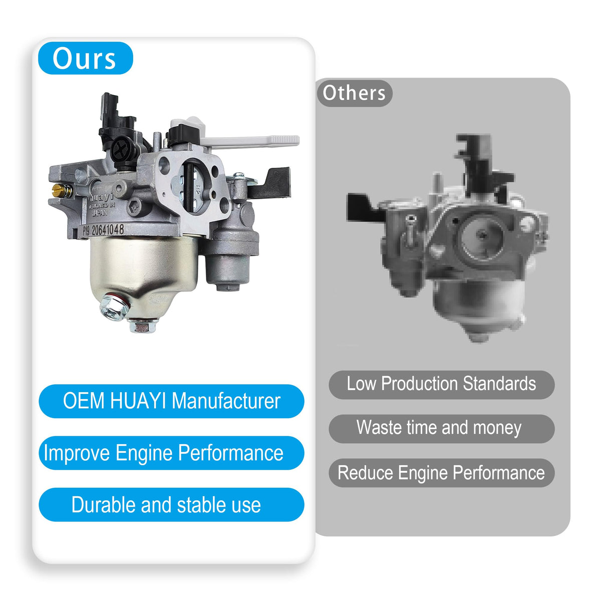 YGQ carburetor mounting gaskets and hose included for easier complete installation