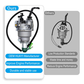 YGQ Huayi carburetor intake close-up showing 30.5mm throat for consistent airflow