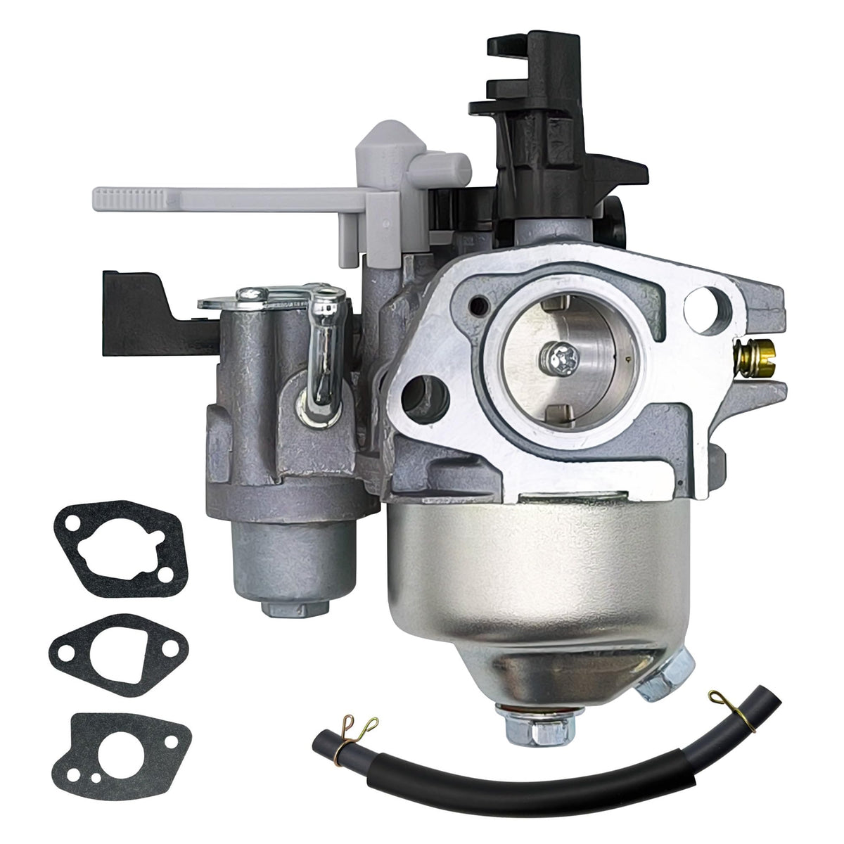 YGQ Huayi P19 carburetor front view showing clean bore and benefit of reliable fueling