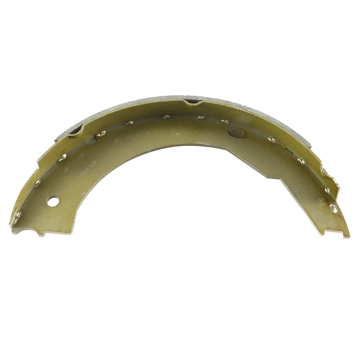 YHB brake shoe beside ruler showing 12-inch diameter, clear size confirmation