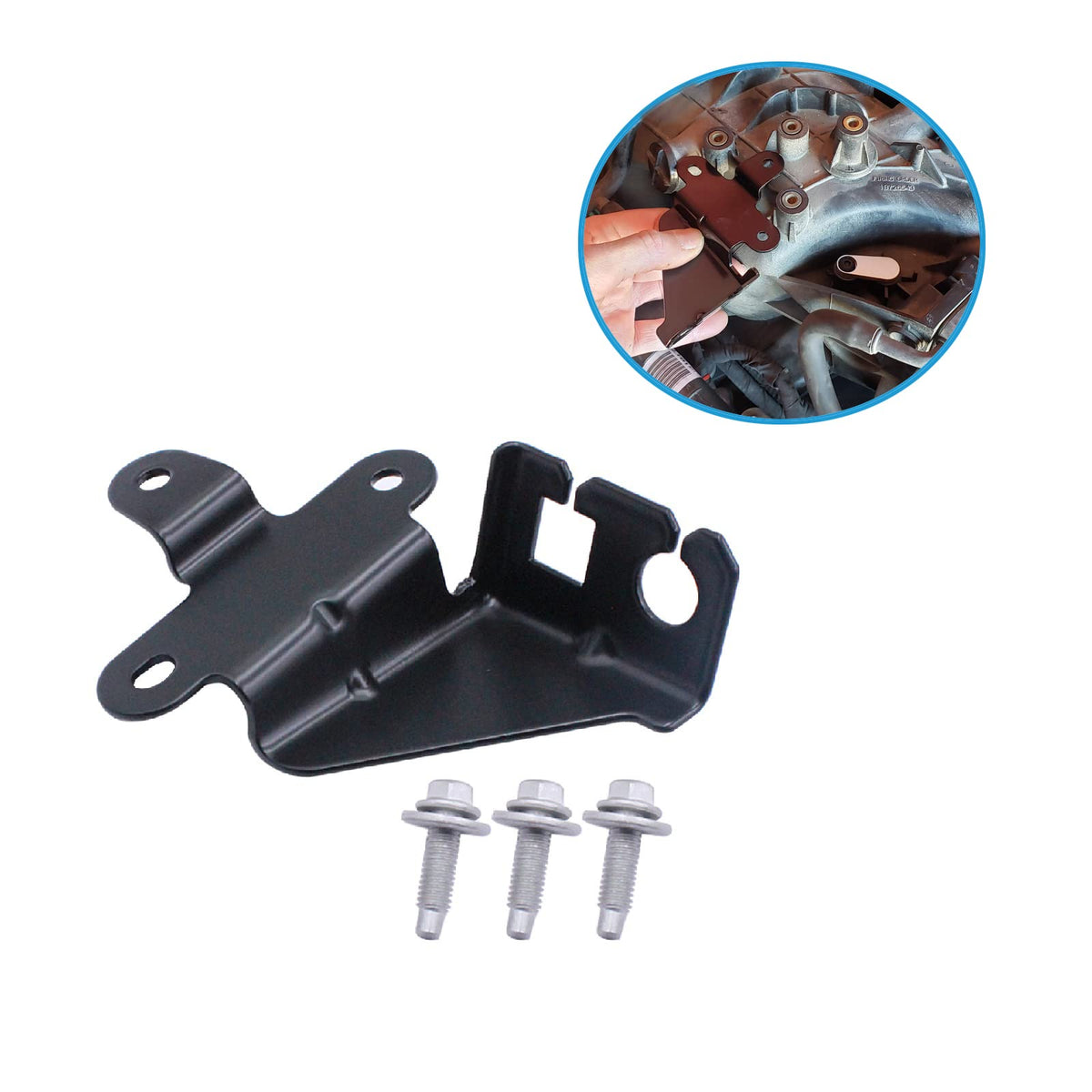 YHB throttle bracket mounted on Gen III truck intake for correct cable routing