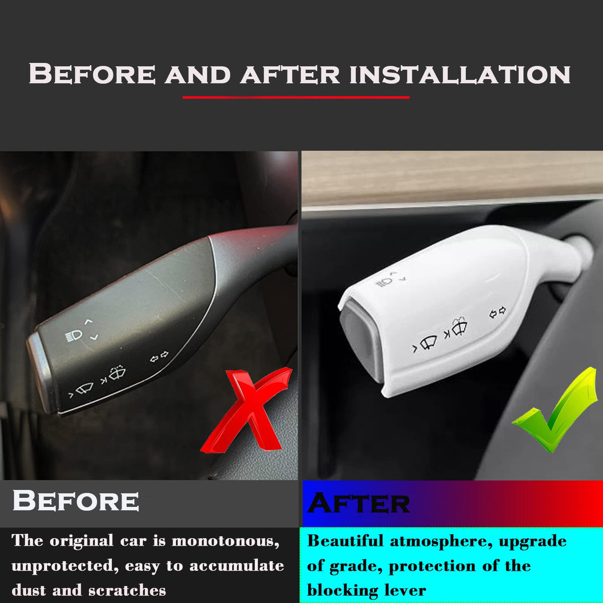 yhcdsea installed on Model 3 steering column demonstrating precise fit