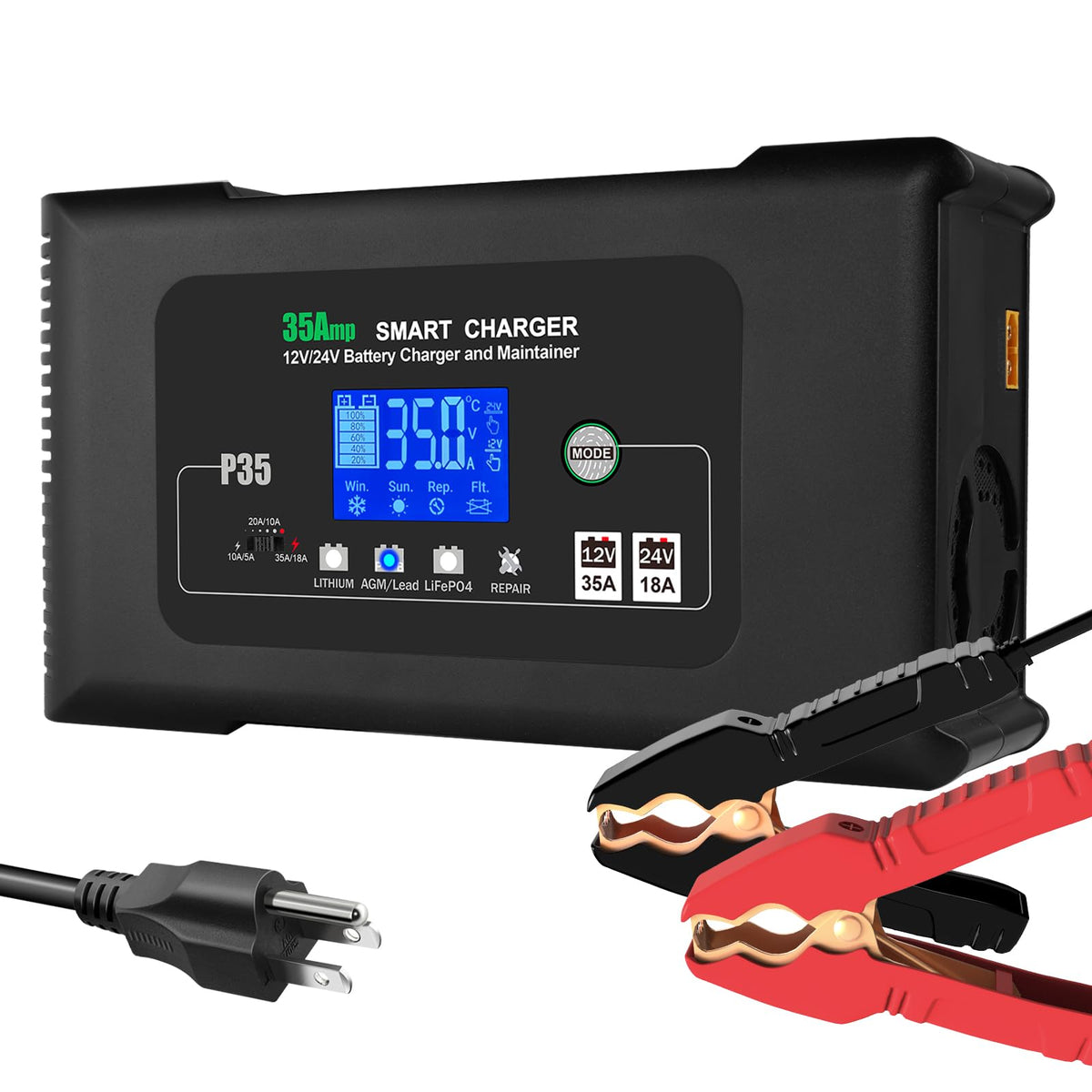YHCHKJ front panel display showing charging status and safety indicators for clear monitoring