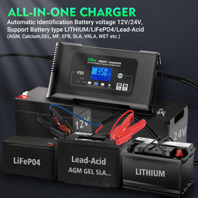 YHCHKJ LCD screen displaying voltage current and temperature for precise charging control