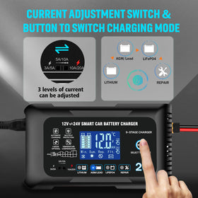 YHCHKJ installed on boat battery demonstrating safe marine charging