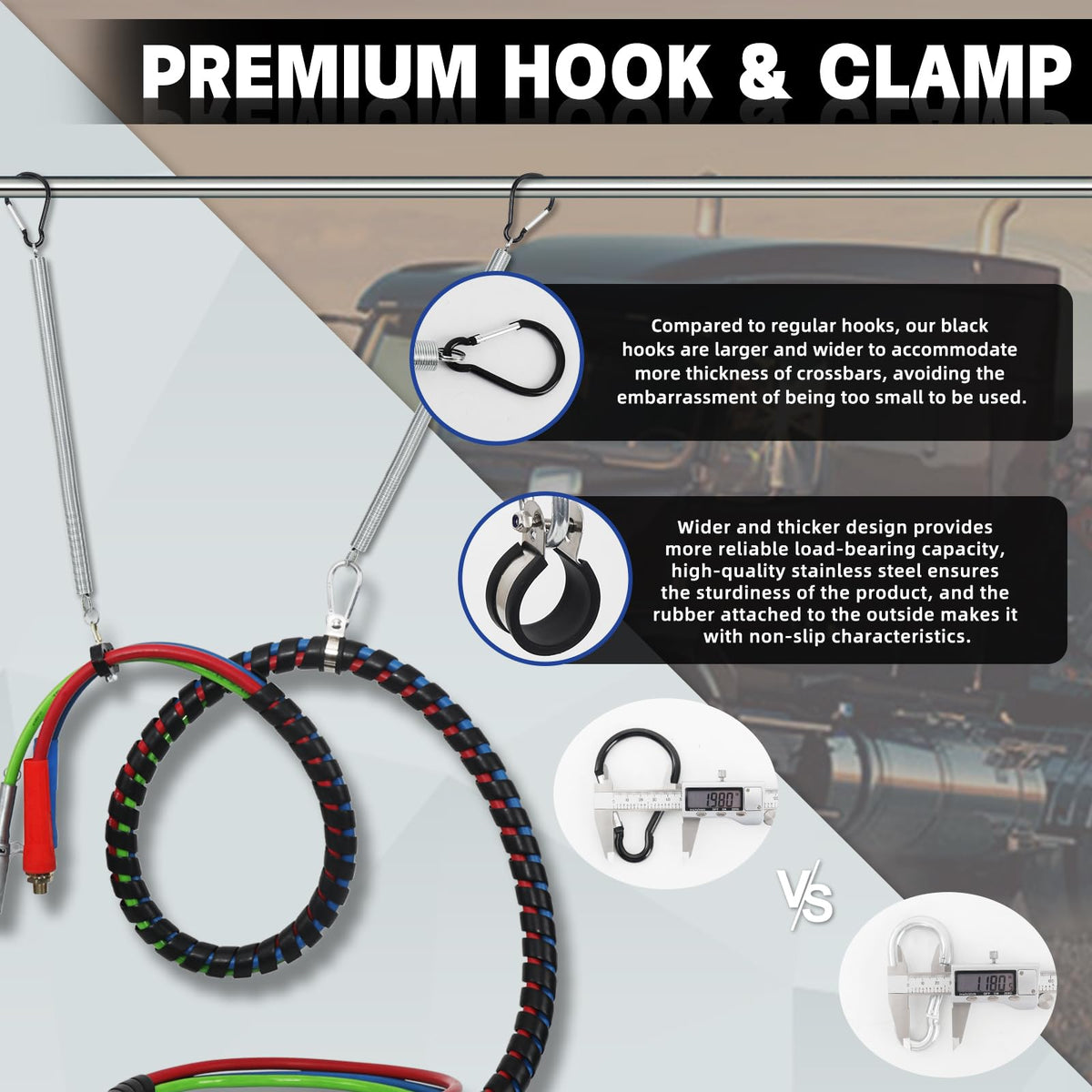 YiaChuii widened 2-inch hook detail securing large crossbars with stable hold