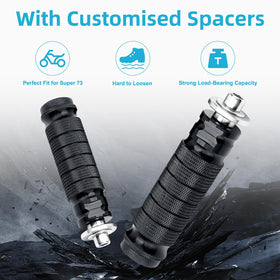 YIBEICO foot peg held in hand for scale illustrating compact durable benefit