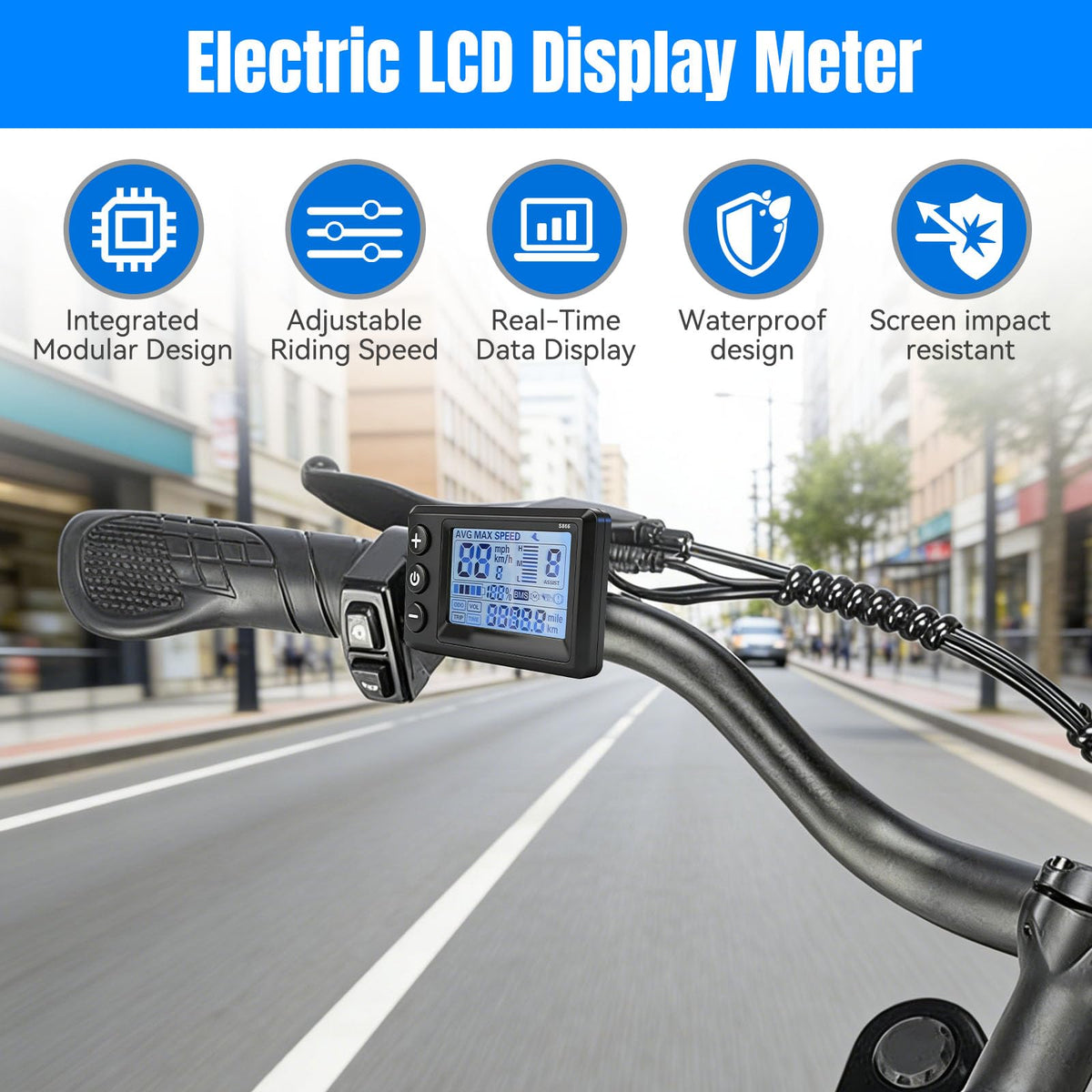 YIBEICO meter mounted on scooter in ride setting improving awareness