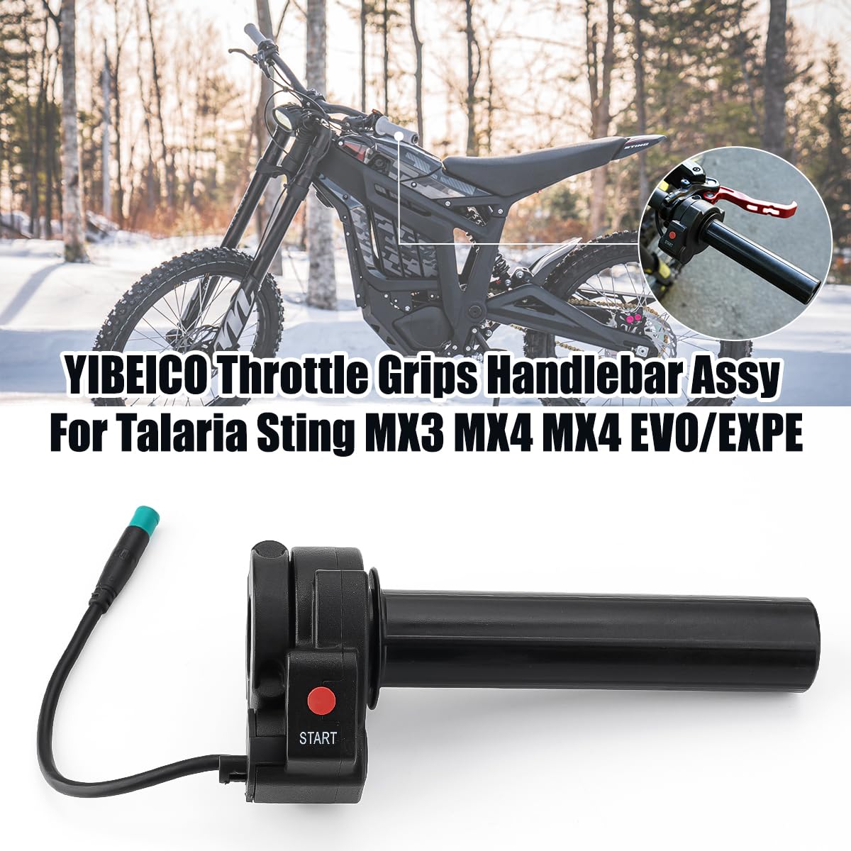 YIBEICO throttle grip close-up texture showing durable lightweight plastic