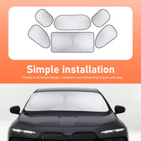 Yidcidu folded six-piece sunshade kit compact for storage and easy transport