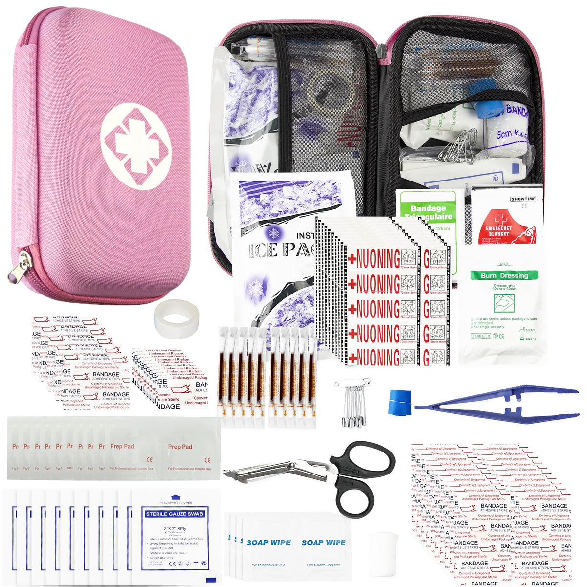YIDERBO front view of pink waterproof first-aid case showing compact design and quick access