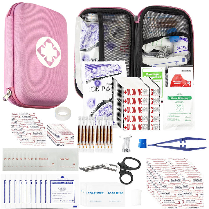 YIDERBO front view of pink waterproof first-aid case showing compact design and quick access