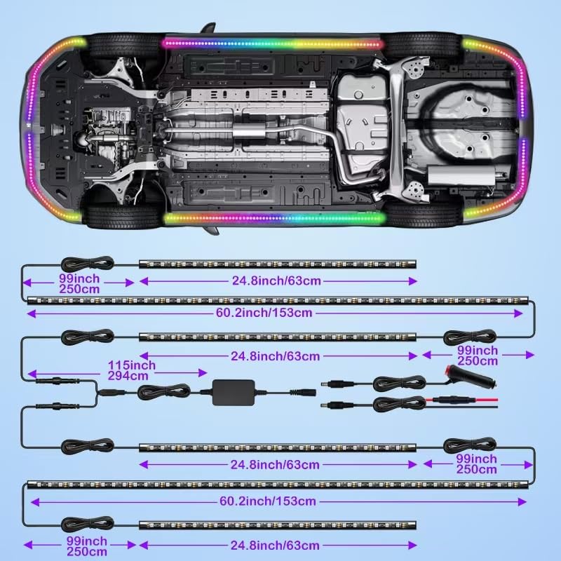 Yielinth LED strip beside a ruler showing lengths for accurate fitment